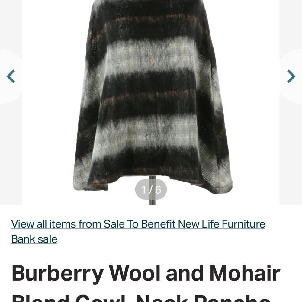 Burberry OS Wool and Mohair Blend Cowl-Neck Striped Poncho